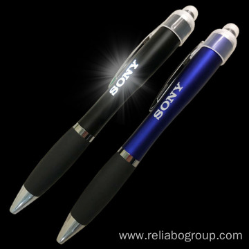 LED Light Rubber Grip Engraved Logo Ball Pen